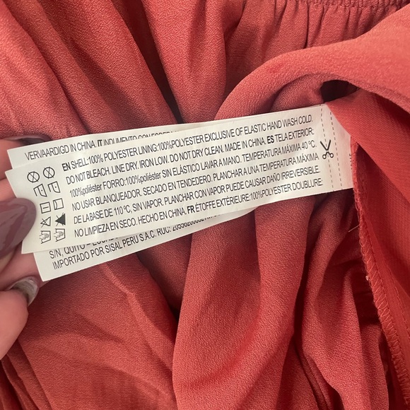 Plus size rust coloured off shoulder top with long sleeves - Picture 2 of 4